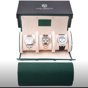 Luxe Timepiece Collection Leather Table Top in Swiss Green